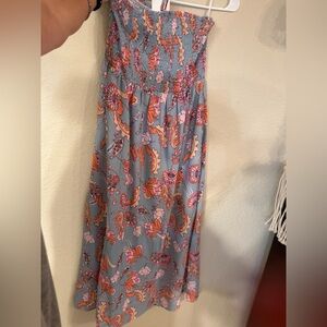 Grace Karin Strapless Dress in Gray and Orange Floral